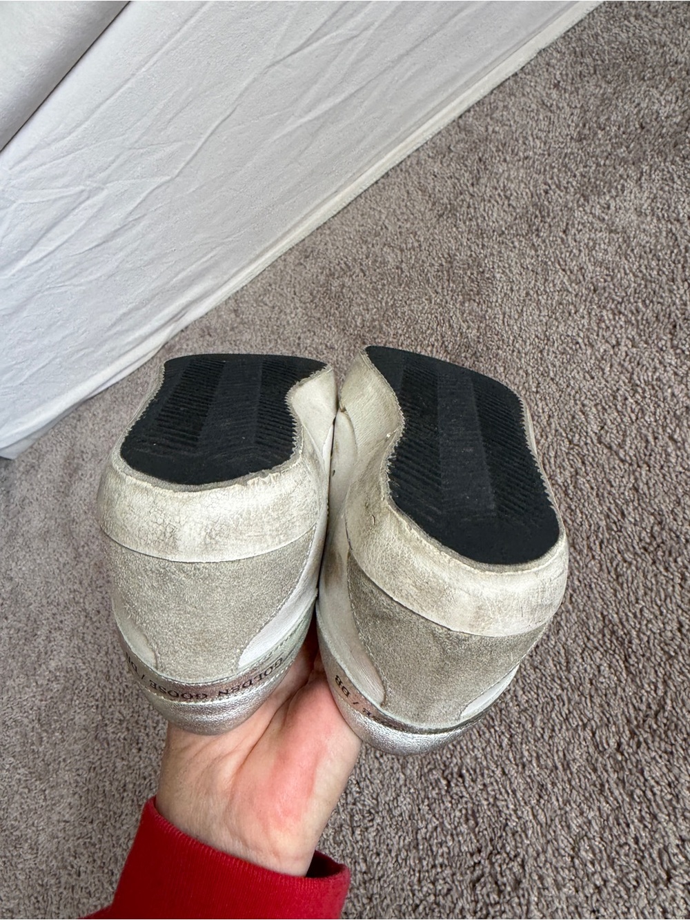 Golden Goose superstar distressed White Leather Sneakers with Gray Star - Picture 8 of 14